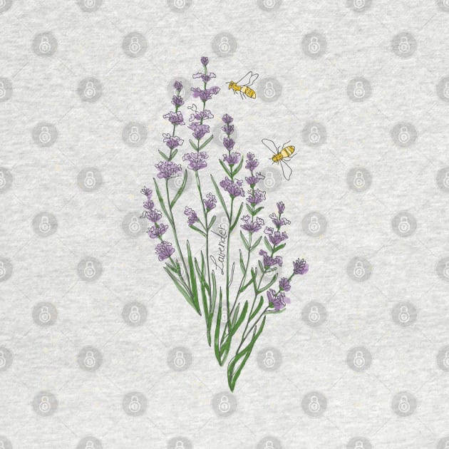 Wildflower Lavender honey bee by DenesAnnaDesign